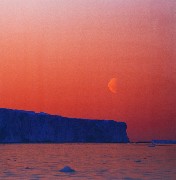 Framed Canvas Print - Moonrise over Iceberg