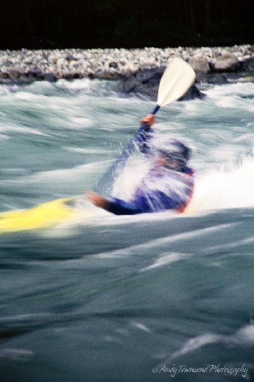 A kayaker negotitates a rapid on the Chilliwack River, BC.