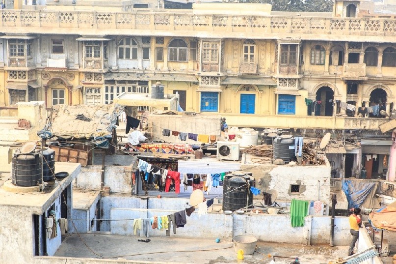 The view over the rooftop above the wholesale  spice market in Chandni Chowk.