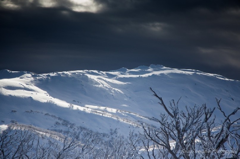 Storm clouds roll in over the western edge of the Main Range in N.S.W high-country, Kosciuszko National Park, Australia.