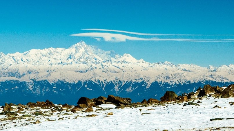 View to Nanga Parbat from Mt Apharwat with a lenticular cloud forming over the summit.