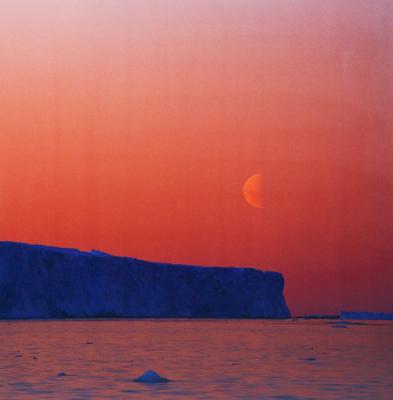 Framed Canvas Print - Moonrise over Iceberg